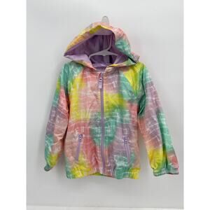 Cat & Jack Rainbow Tie Dye Windbreaker Rain Coat Girls XS 4/5